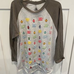 Rare Disney Mad Tea Party Raglan Baseball T-shirt size Small